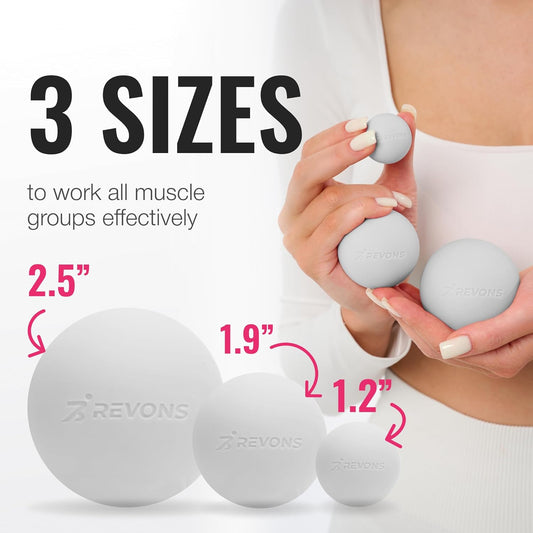 3 in 1 Massage Ball Set - Lacrosse Balls for Myofascial Release, Back Pain Relief, Face Fitness, Trigger Points, Yoga, Physical Therapy, Muscle Recovery and Soft Deep Tissue Massage (Turquoise)