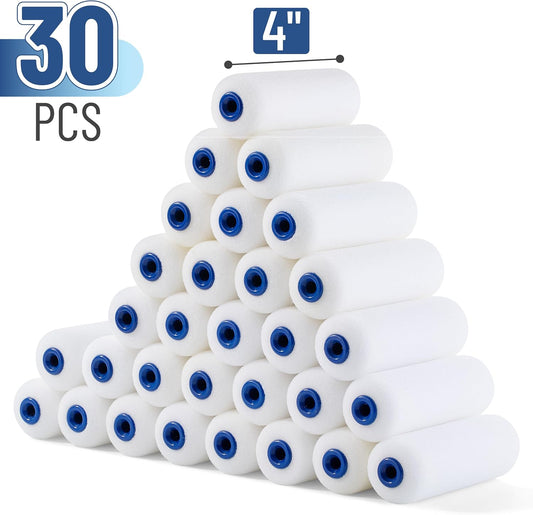 Bates- Foam Paint Roller Covers, 4 Inch, 30 Pack, Paint Roller 4 Inch, High Density Foam Roller Paint Covers, 4 Inch Paint Roller, Paint Rollers 4 Inch, Foam Paint Roller 4 Inch Foam Roller