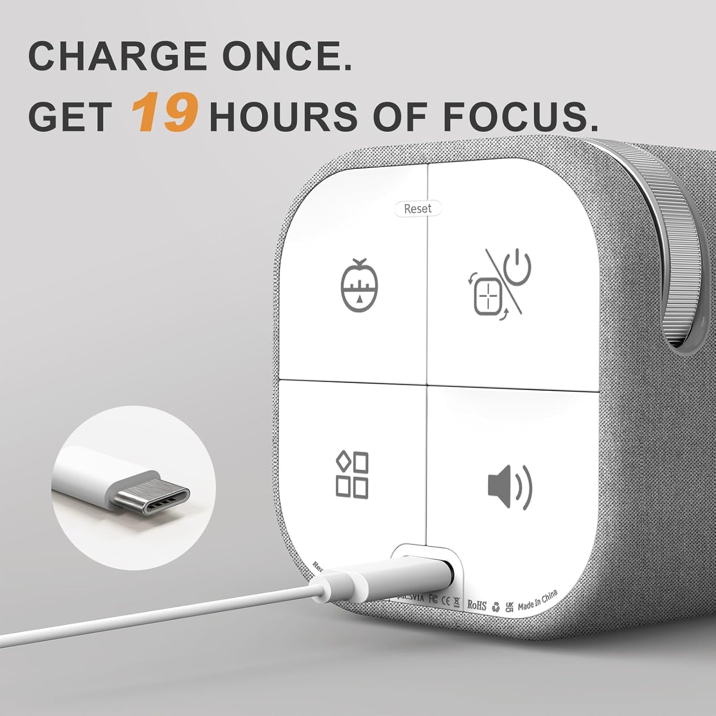 REACHER Fast Custom Pomodoro Timer Cube | Productivity Timer | Small Visual Cube | Silent, Vibrate Reminder | Adjustable Sound Alert | Magnetic, Visual Countdown | for ADHD, Study, Kitchen, Classroom