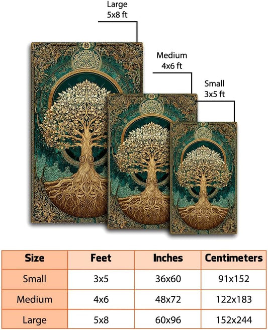 Tree of Life Rug for Living Room Bedroom – Yggdrasil Viking Area Rug Soft Non-Slip Carpet for Indoor Home Décor (Tree of Life Rug 05)