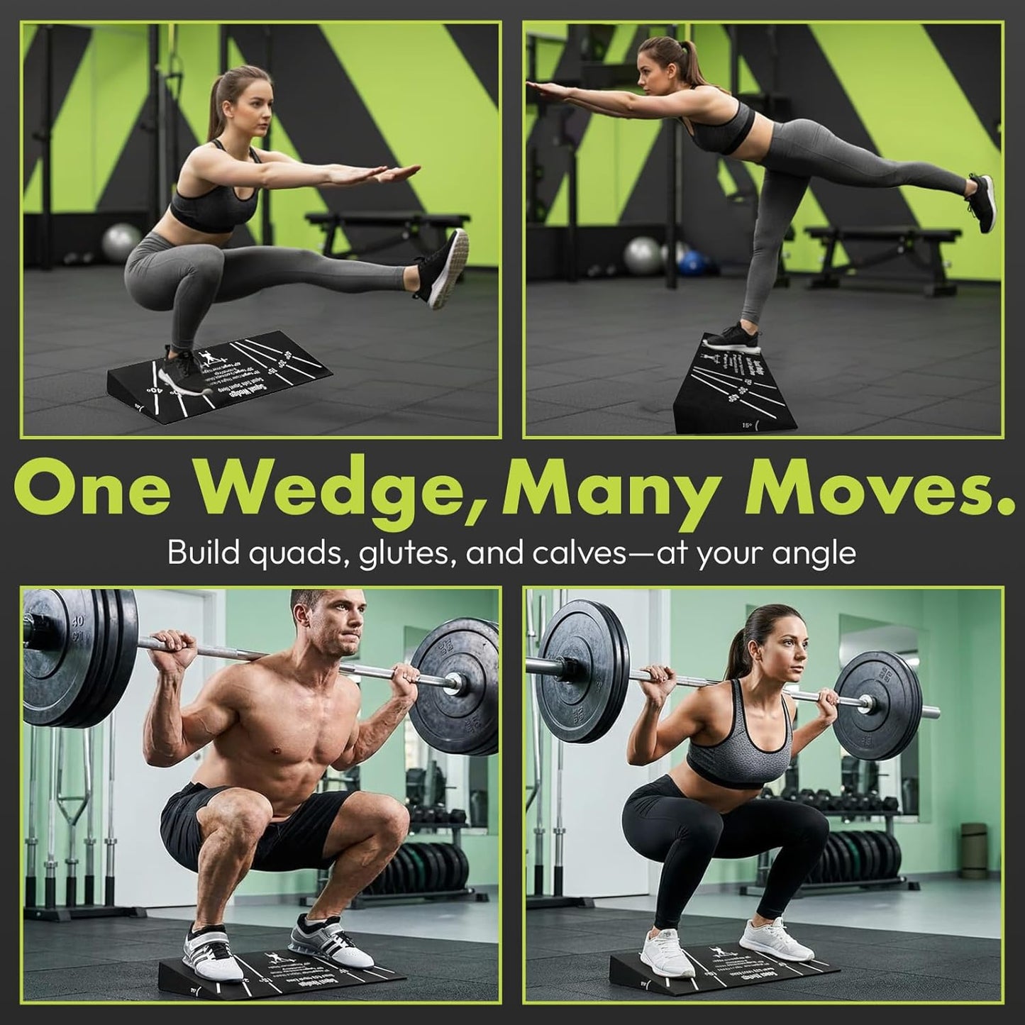 Squat Wedge Block – Non-Slip EVA Material Slant Board with 15°/30°/40° Angle Markings, 15° Heel-Elevated Incline Squat Wedge for Deep Squats & Calf Stretches (Gym, Home, Therapy & Yoga)