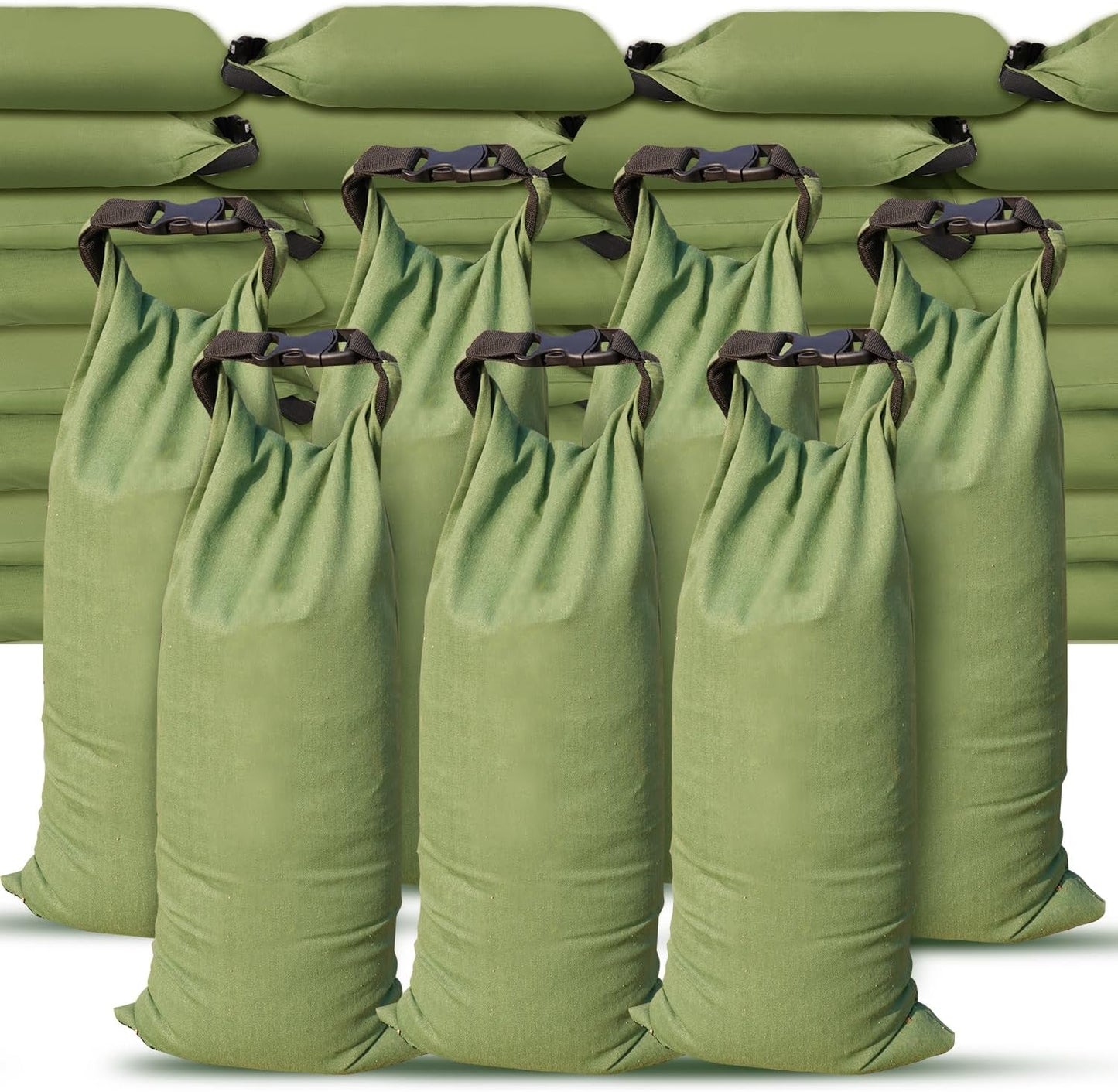 Flood Water Barrier Sand Bags - 4Pcs Thickened Long Canvas Flood Protection Sandbags with Insert Buckle Reusable Quick Flood Barrier for Home Door Window Basement Garage Floor Flood Control - 11"x28"