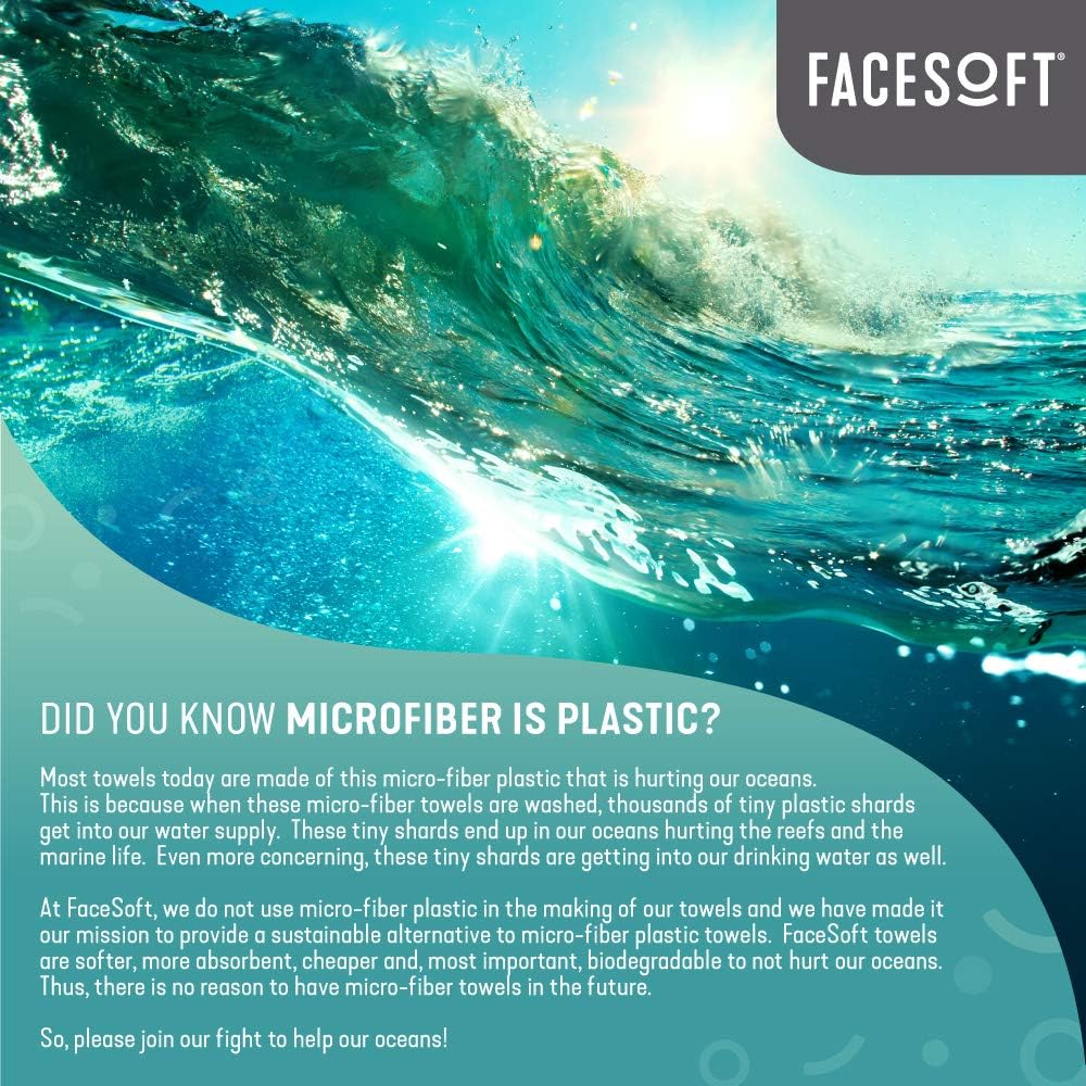 Facesoft Yoga Towel - Infused with Activated Charcoal to Detoxify and Sweat - Made with Eco-Friendly Aqua-Cotton Yarn - Biodegradable and Sustainable - All Ages