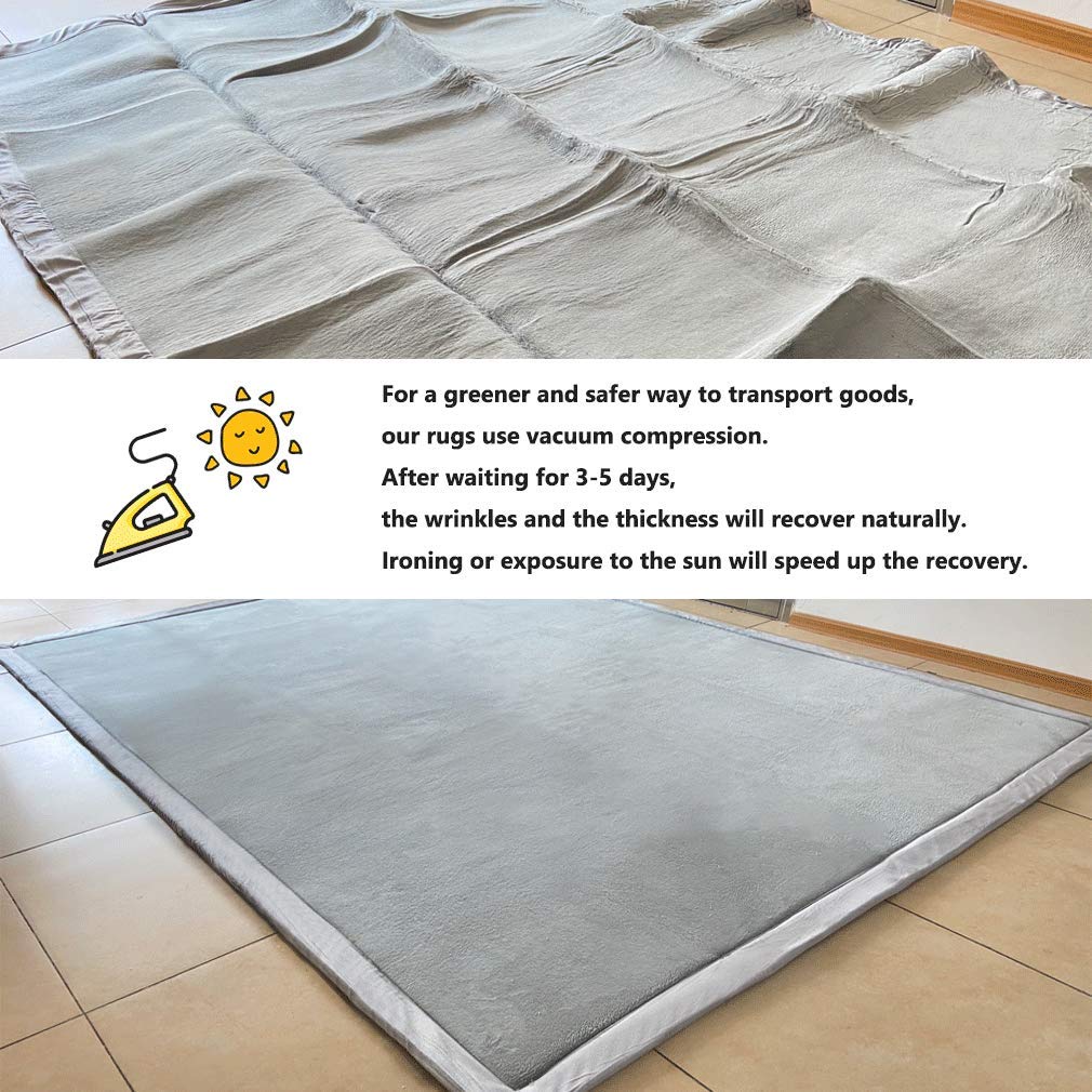 Loartee Coral Velvet Crawling Rugs & Play Mat (6'7"x9'2", Light Green) for Toddler Children & Yoga Exercise
