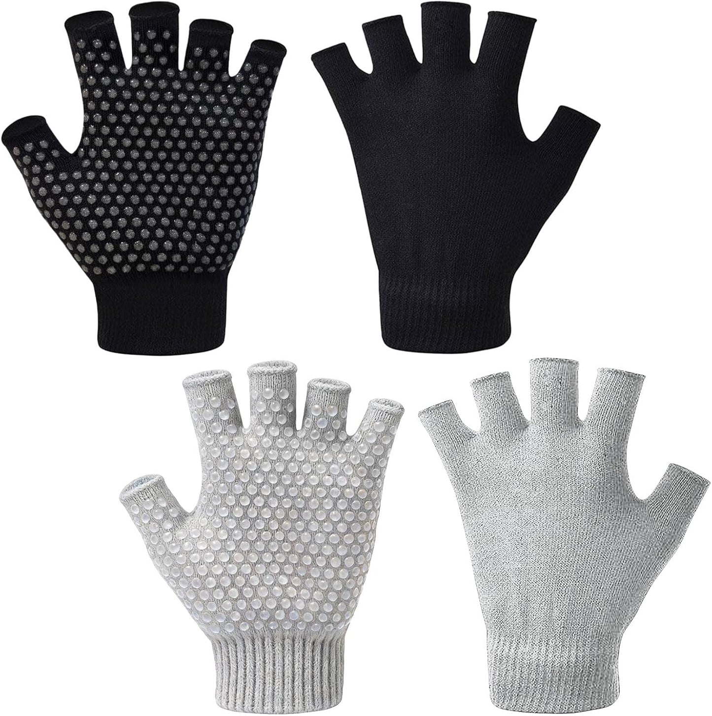YL TRD V 2 Packs of Non Slip Fingerless Yoga Gloves Exercise Gloves Workout Gloves