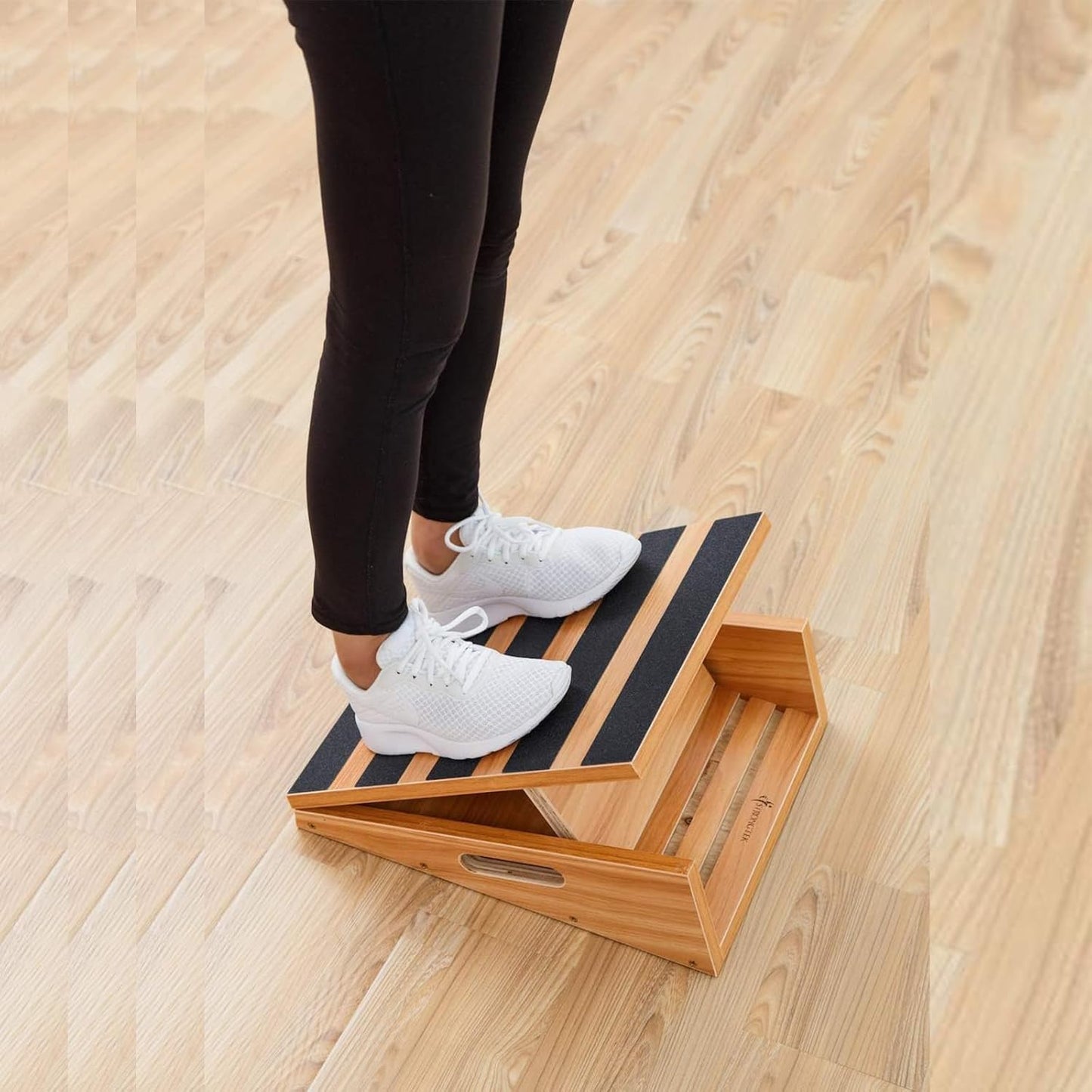 StrongTek Professional Wooden Slant Board, Adjustable Incline Board, and Calf Stretcher, Stretch Board - Extra Side-Handle Design for Portability, Full-Coverage