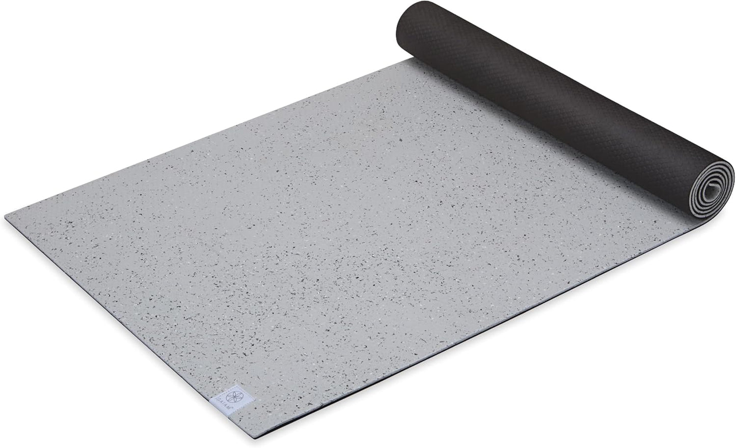 Gaiam Recycled Hybrid Reversible Workout Mat, 24” W x 68” L (Black), 6mm Thick Yoga Mat, Made with 90% GRS Certified Recycled EVA, Durable, Non-Slip Exercise Mat for Yoga, Fitness, and Home Workout