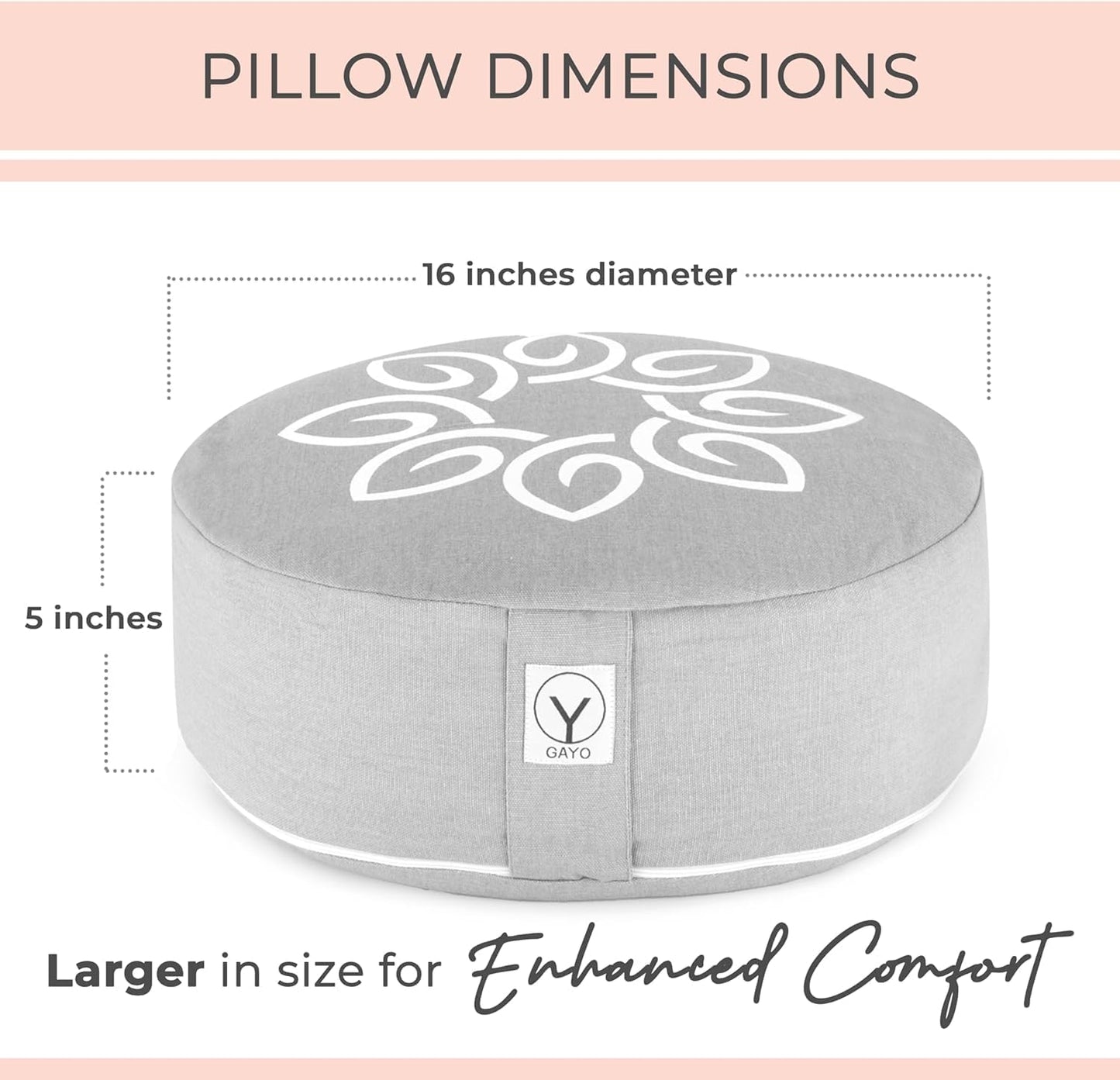 Y O Gayo Meditation Cushion and Floor Pillow. Ideal for Meditation Pillow, Yoga, & Floor Sitting - Premium Buckwheat Supportive Round Cushion with Changeable Cover. Versatile & Stylish - 16" in