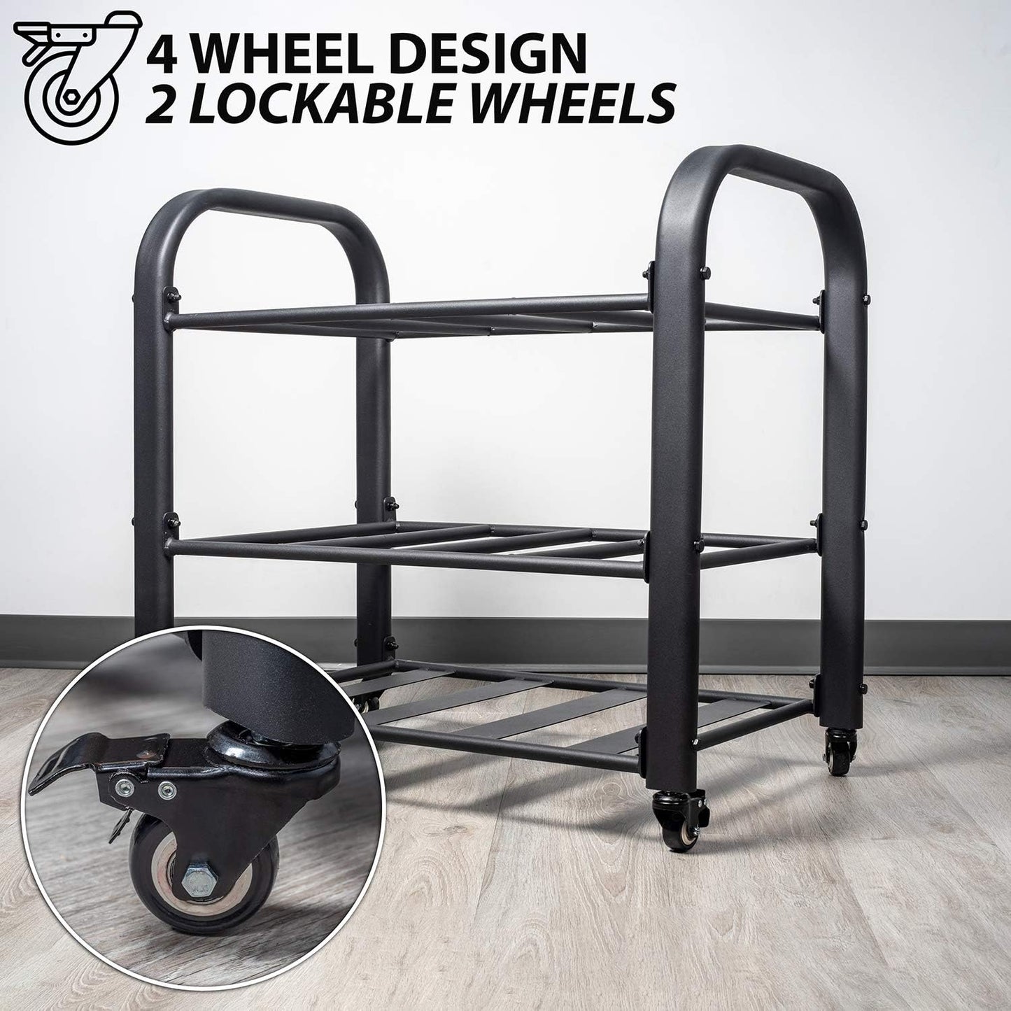 Synergee Yoga Mat Storage Rack – Storage Cart for Yoga Mats, Foam Rollers & Mobility Equipment. Perfect for Yoga Studio or Commercial Gym.