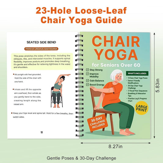 Bllavie Chair Yoga for Seniors Over 60 Book Chart,30day Beginner,Challenge to Restore Strength,Mobility,Balance and Loss Weight,Complete Guide to Look Senior Chair Exercises for Women & Men(Gradient Green)