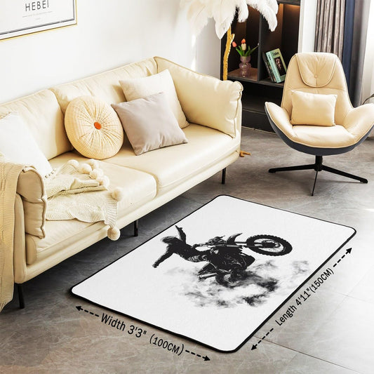Feelyou Dirt Bike Area Rug 3x5 Kids Extreme Sports Green Honeycomb Living Room Rugs for Bedroom Boys Girls Teens Racing Motocross Rider Decorative Carpet Rug Non-Slip Motorcycle Indoor Floor Mat