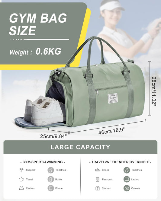 Gym Bag Womens Mens with Shoes Compartment and Wet Pocket Travel Duffel Bag for Women for Plane Sport Gym Tote Bags Swimming Yoga Waterproof Weekend Overnight Carry on Bag Hospital Holdalls - Colors B