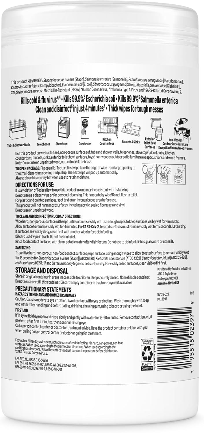 Amazon Basics Disinfecting Wipes, Lemon & Fresh Scent, Sanitizes, Cleans, Disinfects & Deodorizes, 255 Count (3 Packs of 85), Packaging May Vary