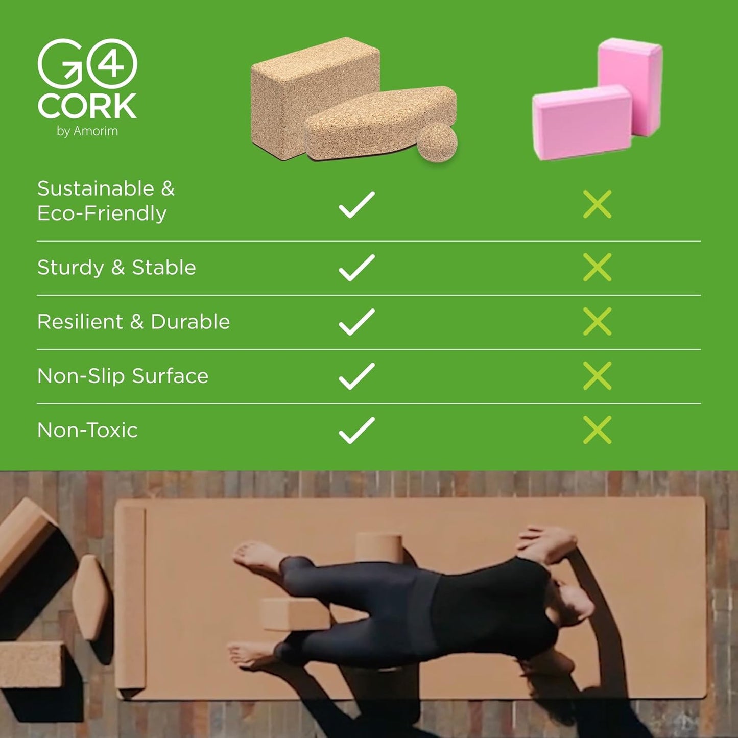 Go4Cork Cork Yoga Egg Block - Oval | 11 x 4 x 3" | Unique Shape for Comfort Grip | Non-Toxic, Alternative To Foam | Odorless, Soft, Non-Slip Wedge | Sustainable & Eco Yogi Gift