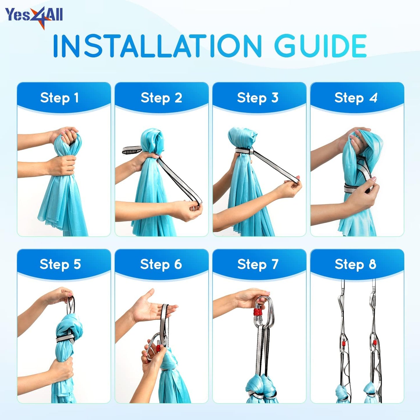 Yes4All Aerial Yoga Hammock 5.5 Yards, 198 Inches Height Aerial Silks, Yoga Trapeze Increasing Strength, Flexibility and Balance
