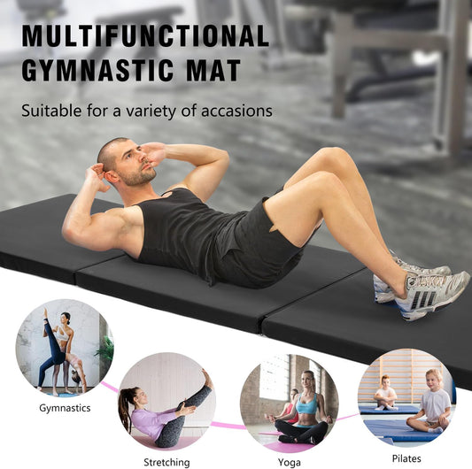 Yoga Mat Thick 2 Inch Workout Flooring for Home Gym - Exercise, Gymnastics, Tumbling, Pilates, Dance Equipment - Foldable Foam Play Mat for Kids and Adults