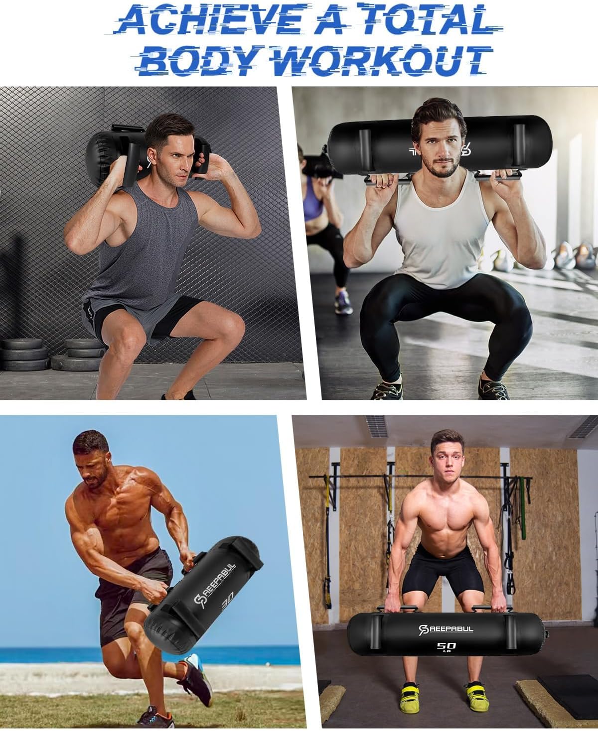 Aqua Bags for Workout 5-45lbs - Ultimate Core Water Weights Aqua Bag - Portable Stability Fitness -Stability, Core and Balance Training - Portable Fitness Equipment - Includes Three Bags