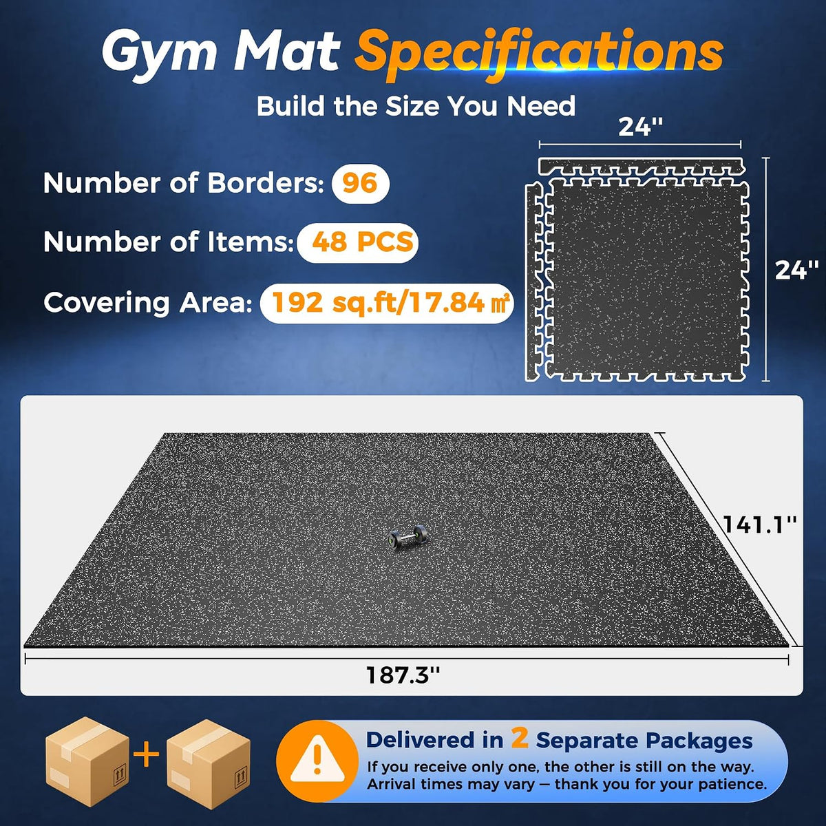 1" Extra-Thick Rubber Top Exercise Mat, Gym Flooring for Home Gym
