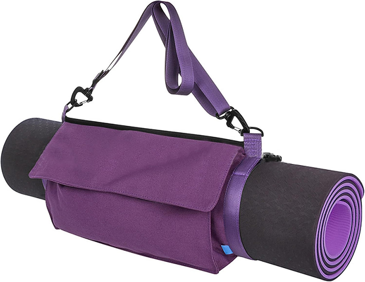 Yoga Mat Bag with Liner Partition Storage Pockets, Oxford Cloth Yoga Pat Carrier with Large Zipper Pocket, Adjustable Shoulder Strap Yoga Rug Carrying Bag for Women
