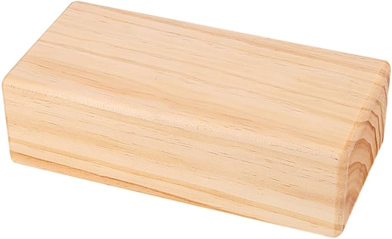 Solid Wood Yoga Block, High Density Wooden Brick with Round Edges & Non-Slip Surface, Yoga Prop for Restorative Fitness, Stretching, Pilates and Meditation, 9" x 4.4" x 2.8"