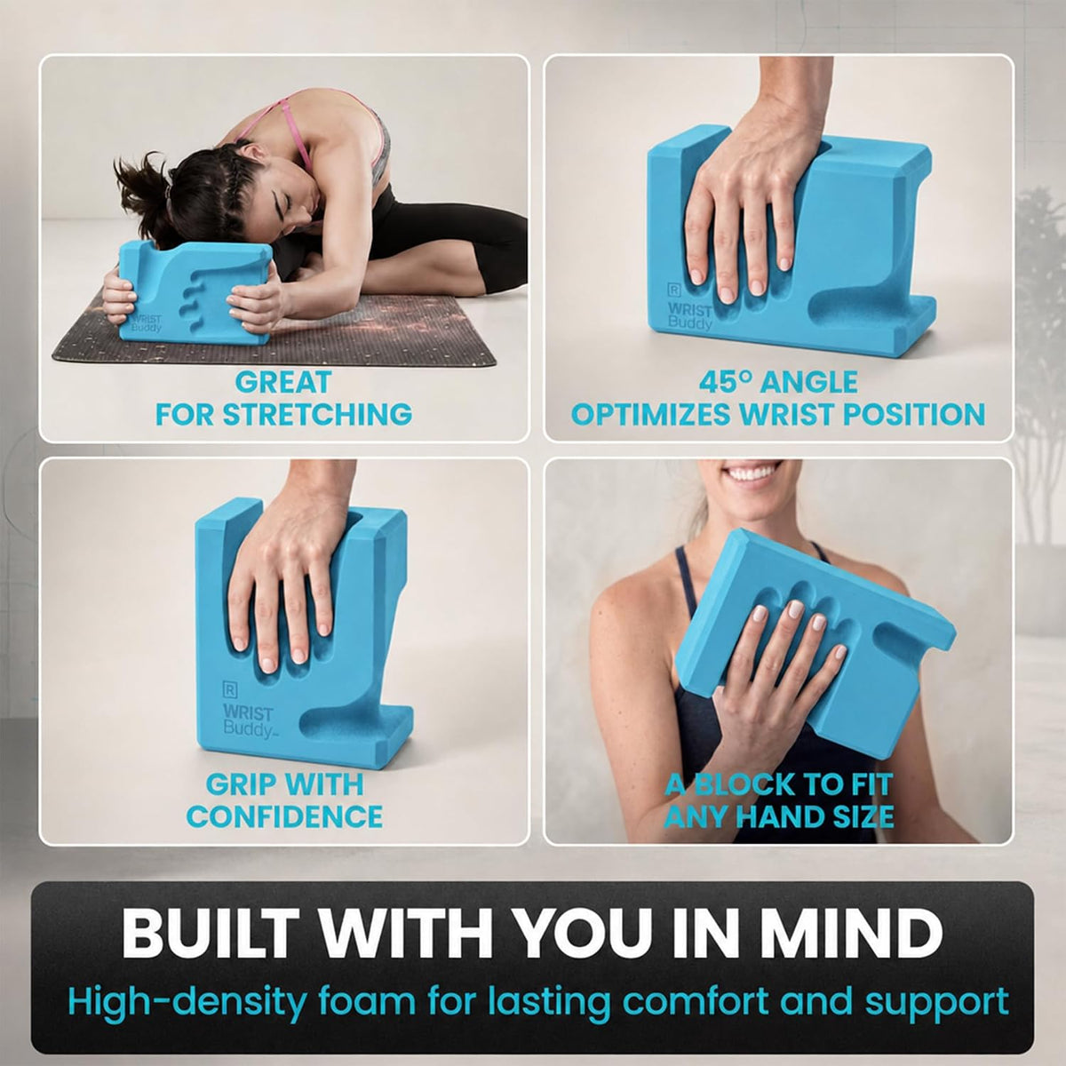 ® Yoga Blocks 2 Pack, High Density Non-Slip, Hand-Shaped Design