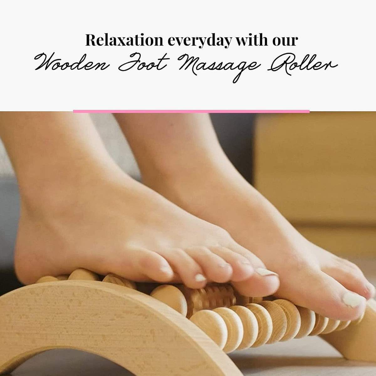 tuuli Accessories - Wooden Foot Massager, Grooved Muscle Roller, Helps Ease Muscle Tension, Supports Blood Circulation, Natural Wood Therapy Massage Tools, 8 x 2 inches