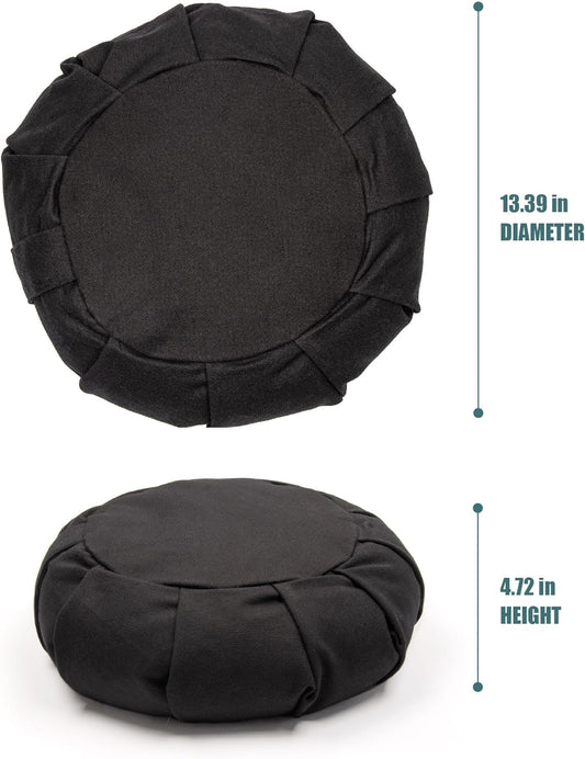 Myga Zafu Yoga Meditation Cushion with Washable Cover - Floor Cushion Pillow with Natural Buckwheat Filling - Soft Round Cotton Design for Meditating or Pranayama Exercises