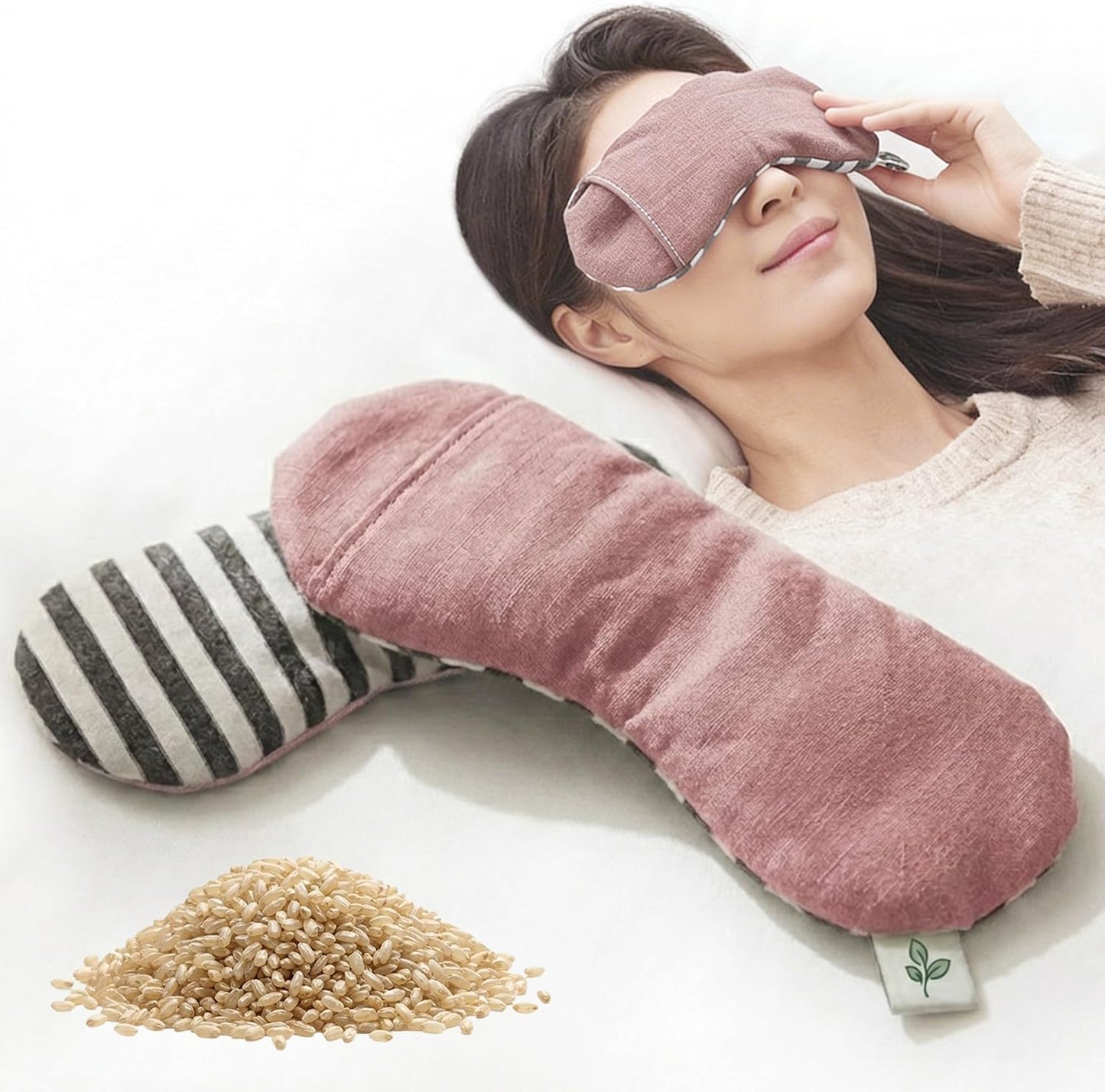 Heated Eye Mask for Dry Eyes - Microwavable Moist Heat Warm Compress, Organic Grain Eye Pillow, Reusable Hot & Cold Eye Steam Mask for Eye Strain Relief LifeCare & SafeCare Korea