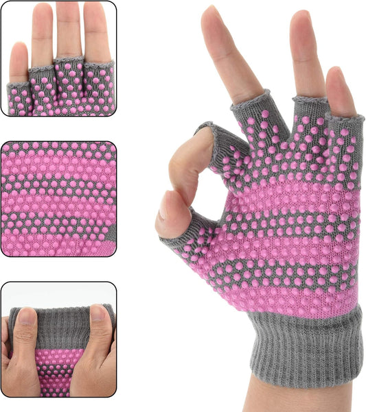 Cosmos 2 Pairs Non-Slip Yoga Pilates Gloves for Women, Barre, Ballet, Bikram Training & Workouts Gloves