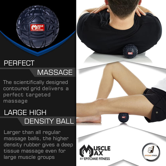 Muscle Max Massage Ball - Therapy Ball for Trigger Point Massage - Deep Tissue Massager for Myofascial Release - Mobility Ball for Exercise & Recovery