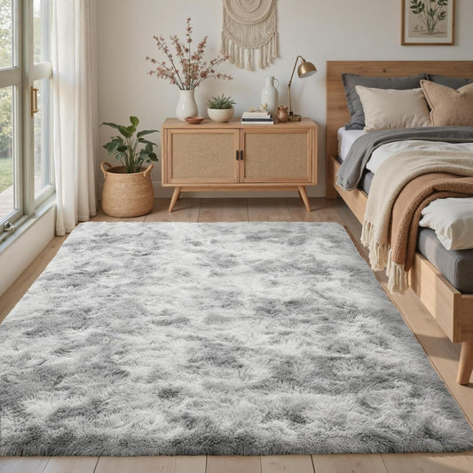Black Rugs for Living Room Fluffy 5x8 ft Bedroom Rug Non-Slip Area Rugs Shag Carpet for Nursery Kids PlayRoom Dorm Office Indoor Modern Plush Carpets Boys - Colors B