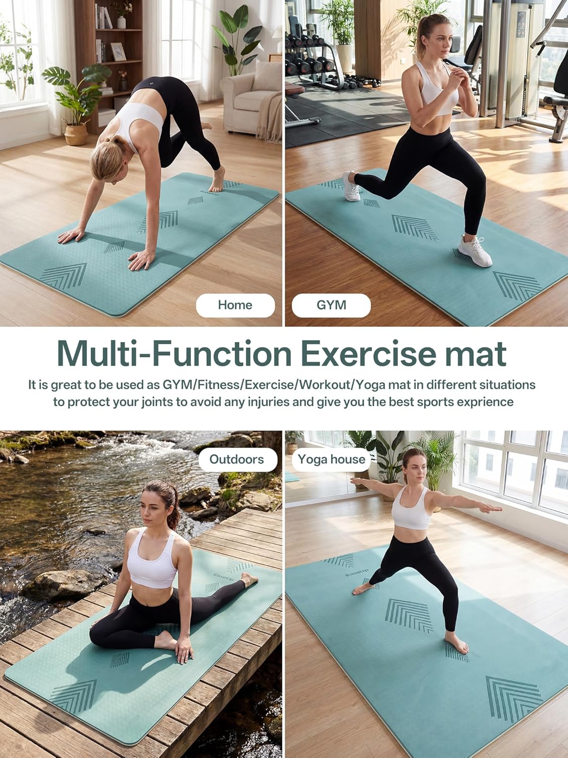 EaseUp Large yoga mat,73’x35.5’x0.4’,extra thick and wide,10mm pilates mat,non-slip exercise mat,workout mats for home gym