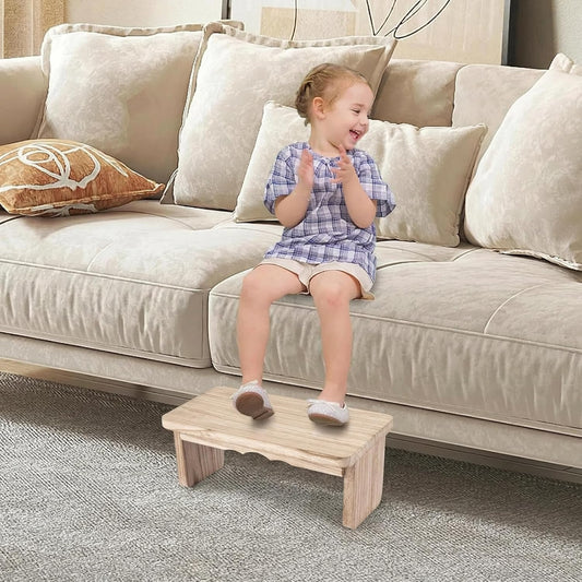 Wooden Step Stool - 9'' One Step Stool for Adults, Wooden Beside Step, Heavy Duty/Portable/Nonslip/Durable Construction Safe Step for Bedroom/Kitchen (Light Wood)