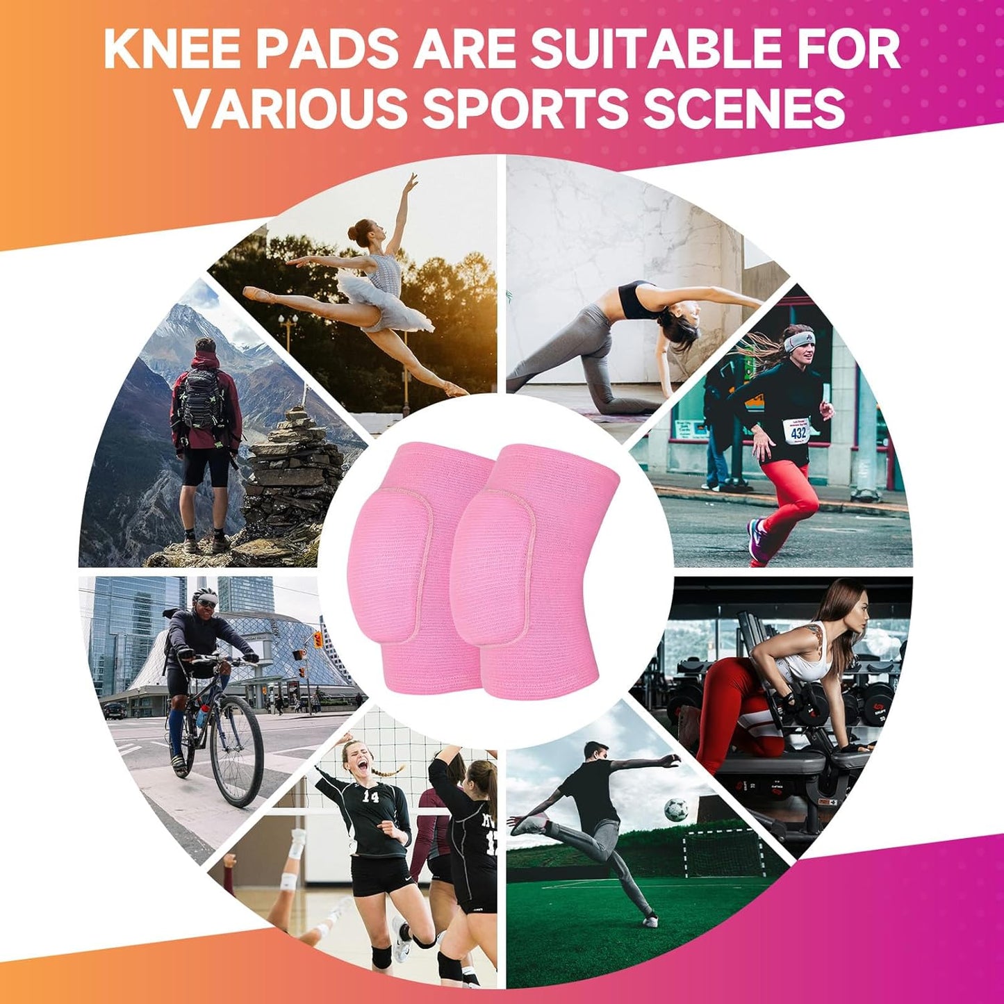HISFFOG Volleyball Knee Pads for Women, Men, Youth, Girls, Kids, Knee Brace for Volleyball Basketball Football Dance Yoga Tennis Running Cycling Workout Climbing Wrestling