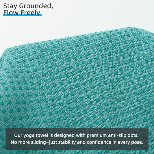 YESLIFE Non-Slip Extra Thick Hot Yoga Towel with One Sweat Towel, Microfiber Sweat Absorbent Yoga Mat Towel with Grip Dot, Pilates Mat, 72" x 24", Light Blue
