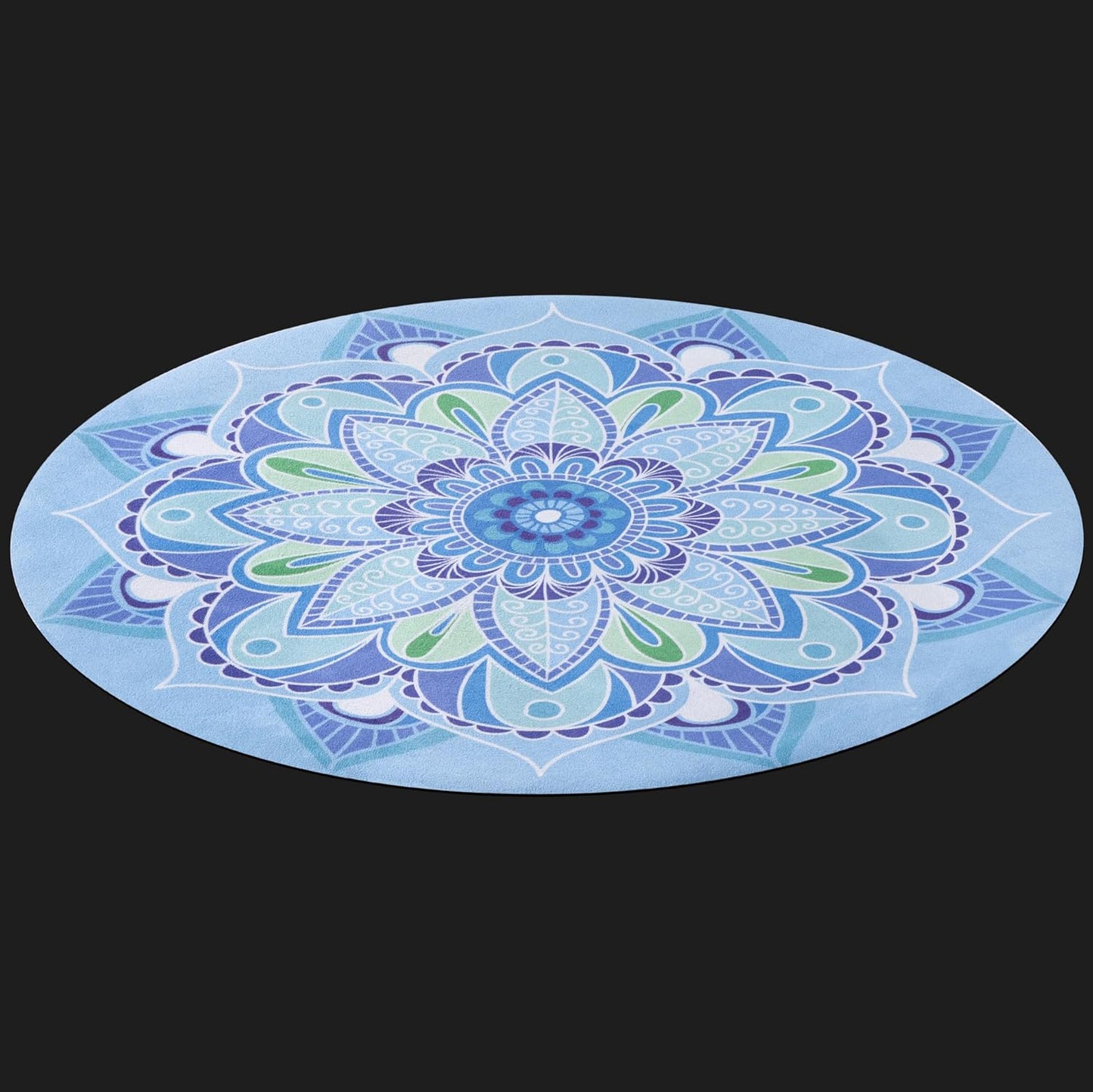 Navaris Round Yoga Mat - Compact Meditation Mat with Unique Pattern - For Yoga Skipping Pilates & Headstands - Includes Zipper Pouch - Small Jump Rope Mats Outdoor - Lotus