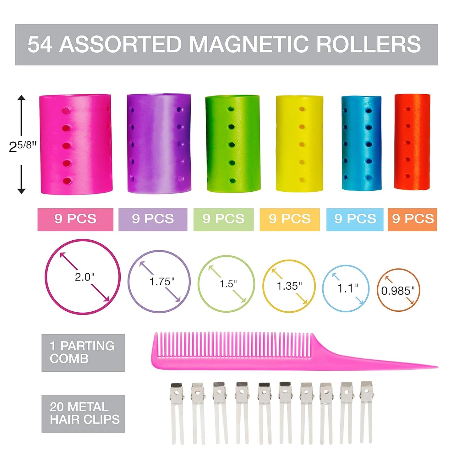 Conair Foam Hair Rollers -Heatless curls - Foam Rollers - Hair Rollers - Loose Hair Curlers in Assorted Sizes - 8 Count w/storage case