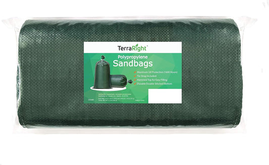 Sandbags - Extra Durable Empty White Woven Polypropylene Sand Bags w/Ties, Max. UV Protection, 14" x 26" (10 Count)