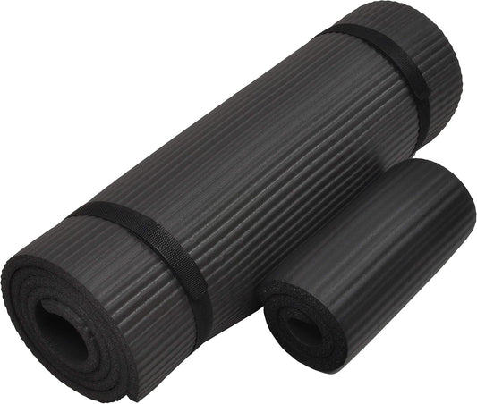 Fitvids All Purpose 1/2-Inch Extra Thick High Density Anti-Tear Exercise Yoga Mat and Knee Pad with Carrying Strap and Optional Yoga Blocks, Multiple