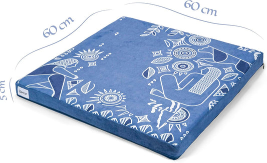 Zaveur Royal Court Meditation Mat With Velvet Cover - 24" x 24" Square Zabuton Thick Yoga Mat - Non Slip Exercise Mat for Home Workout - Thick Foam Exercise Floor Mat for Zafu or Bench