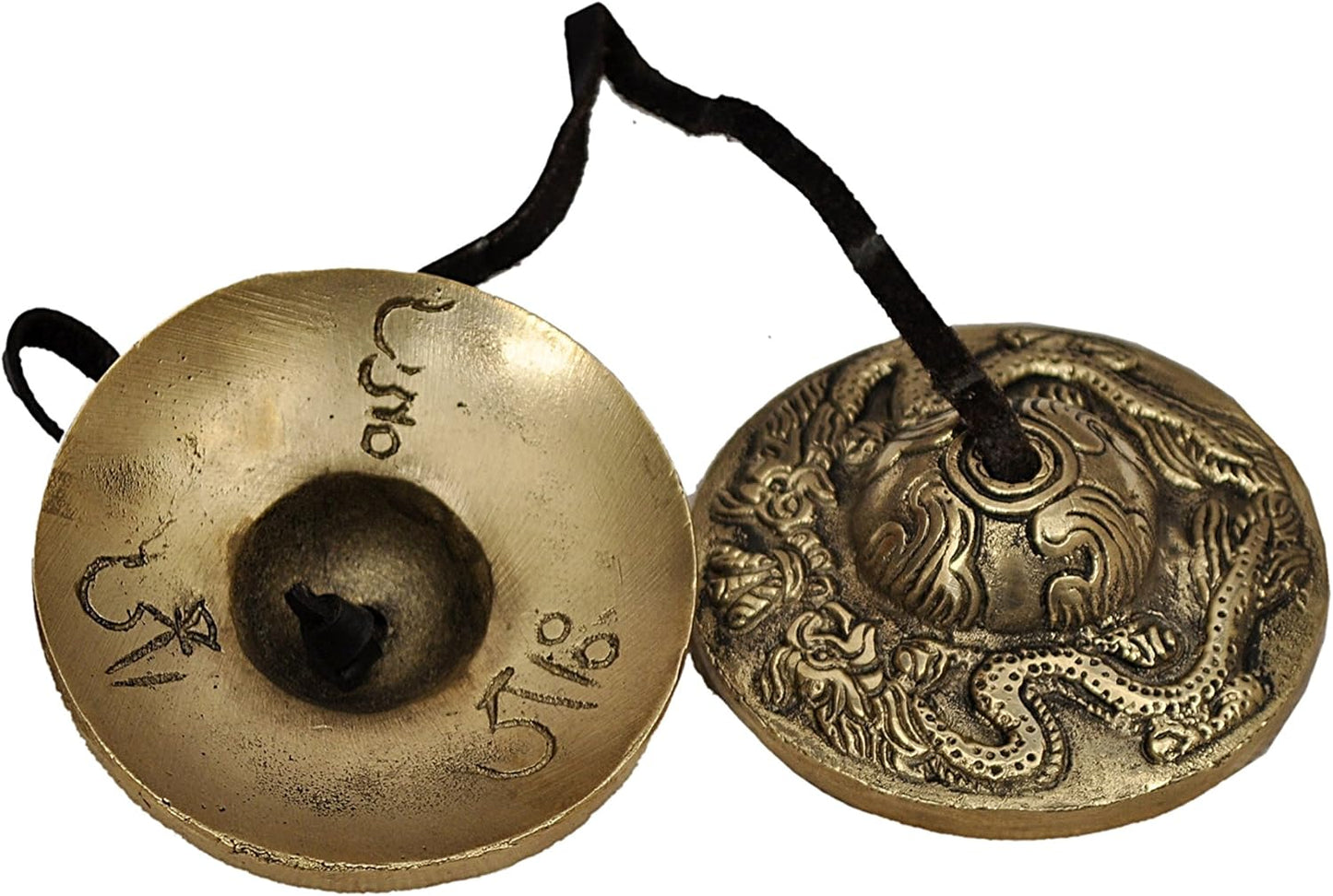 Tibetan Yoga Meditation Cymbals Bell - Dragon Embossed