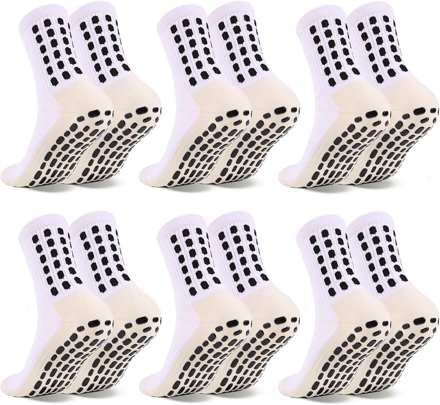 Barrlves 6 Pairs Grip Soccer Socks Colorful Non Slip Sports Football Basketball Hospital Yoga Socks for Men Women