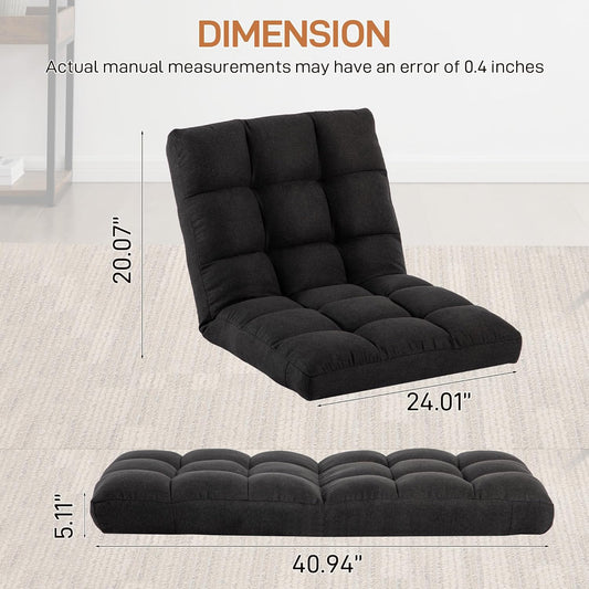 Floor Chair with Back Support Folding Chair with 6 Adjustable Position, Padded Sleeper Bed, Floor Gaming Chair, Meditation Chair for Adults