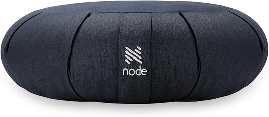 Zafu Meditation Cushion, 15" Round Buckwheat Yoga Pillow with Organic Cotton Cover - Blue