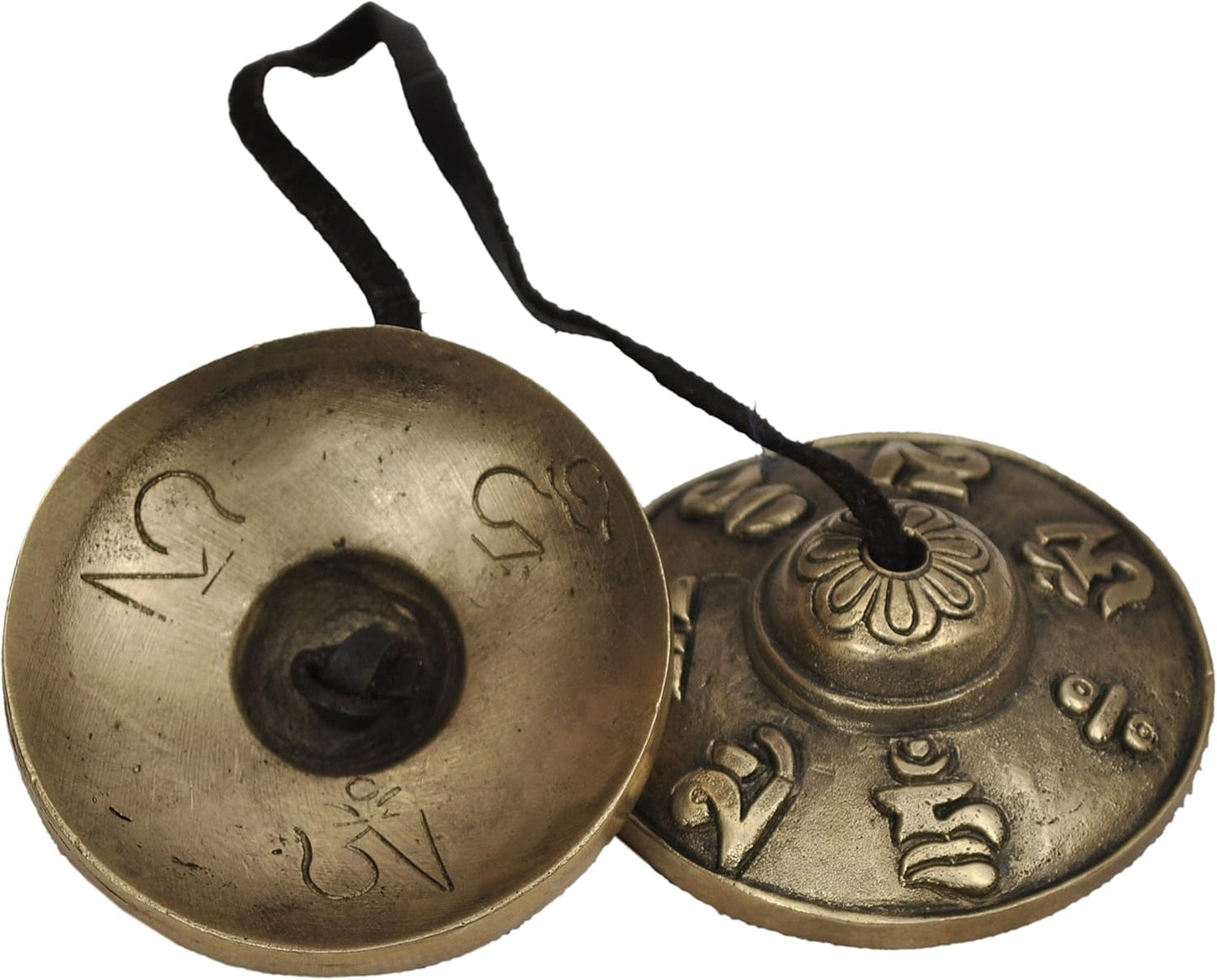 Dharma Store - Tibetan Tingsha Cymbals - 6.2 cm - OM Mane Padme Hum Symbols Embossed
