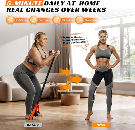 KUTIZE Multifunction Pedal Resistance Band with Handle, Upgraded Exercise Equipment with Soft Foot Pedal for Sit Up & Full-Body Home Gym Workouts, Core/ABS Training, Pilates, Yoga & Physical Therapy
