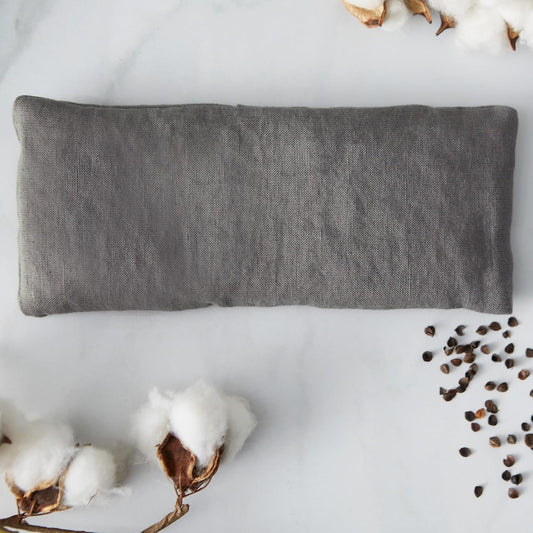Bucky Linen Hot & Cold Eye Pillow, Natural Buckwheat Filling, Gray, 8x3.5-inch
