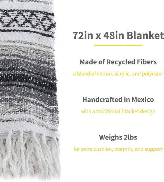 Cozumel Authentic Mexican Blankets (10-Pack) - 72"x48", Woven in Mexico - Serape Throw Blanket for Yoga Studio, Outdoor Picnic/Camping/Beach, Saddle Blanket, Bed/Home Decor (Assorted, Random)