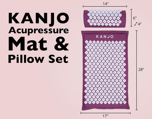 Kanjo Acupressure Mat and Pillow Set for Back Pain Relief & Neck Pain Relief, with Pressure Points for Muscle Pain Relief with Travel Bag - Amethyst