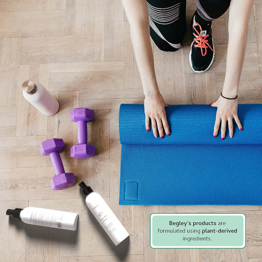 Begley's Yoga Mat Cleaner and Deodorizer Spray 8oz, with Fragrant Essential Oils, Pure Eucalyptus & Lavender